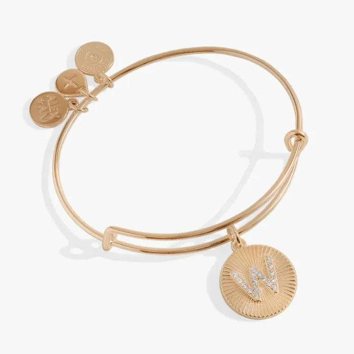 Bracelets Women Alex And Ani Initial W Pave Starburst Texture Bangle Gold