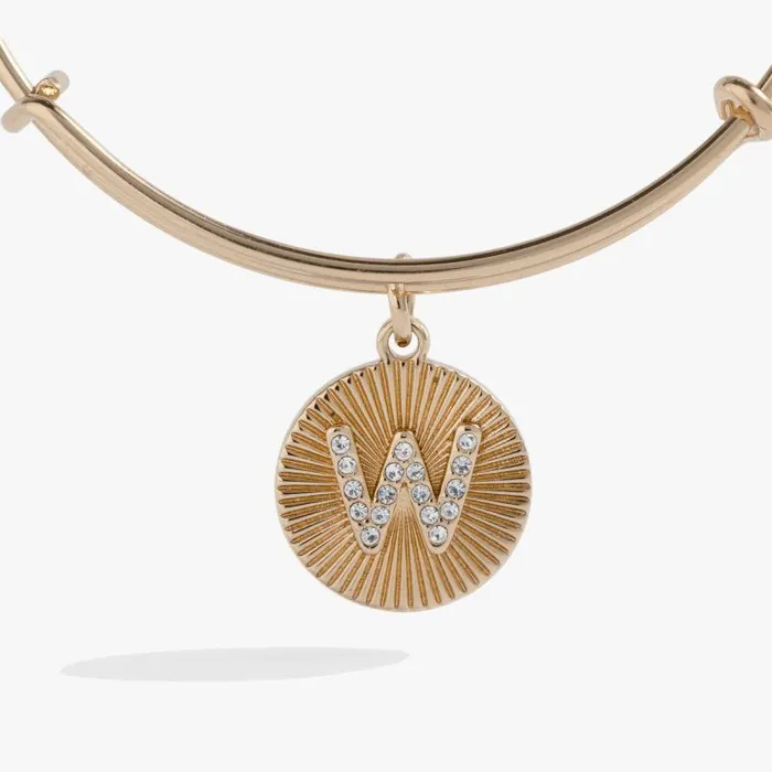 Bracelets Women Alex And Ani Initial W Pave Starburst Texture Bangle Gold