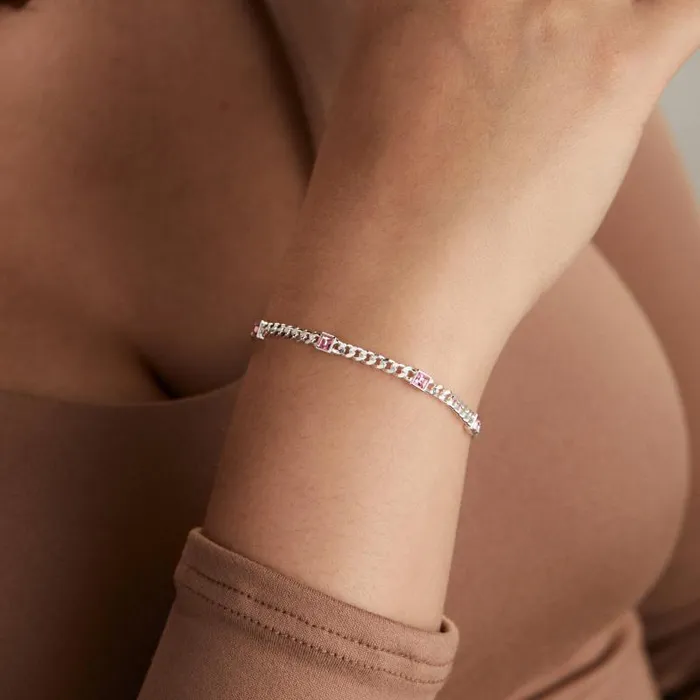 Bracelets Women Alex And Ani October Birthstone Rose Curb Chain Bracelet Silver