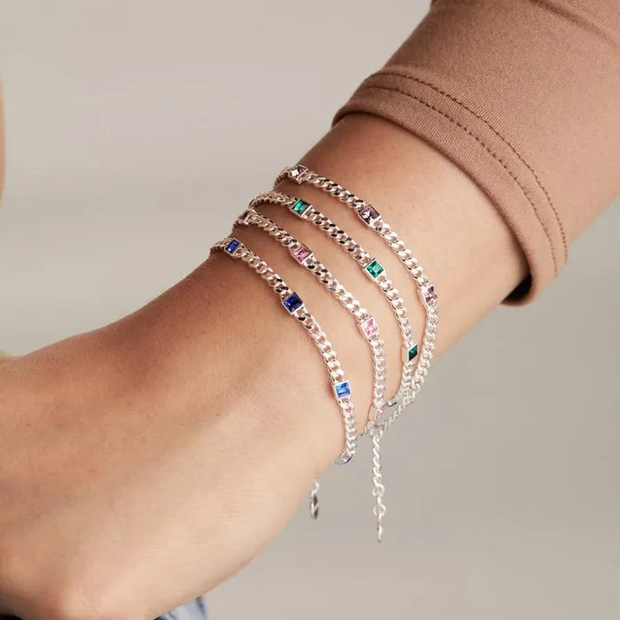 Bracelets Women Alex And Ani October Birthstone Rose Curb Chain Bracelet Silver