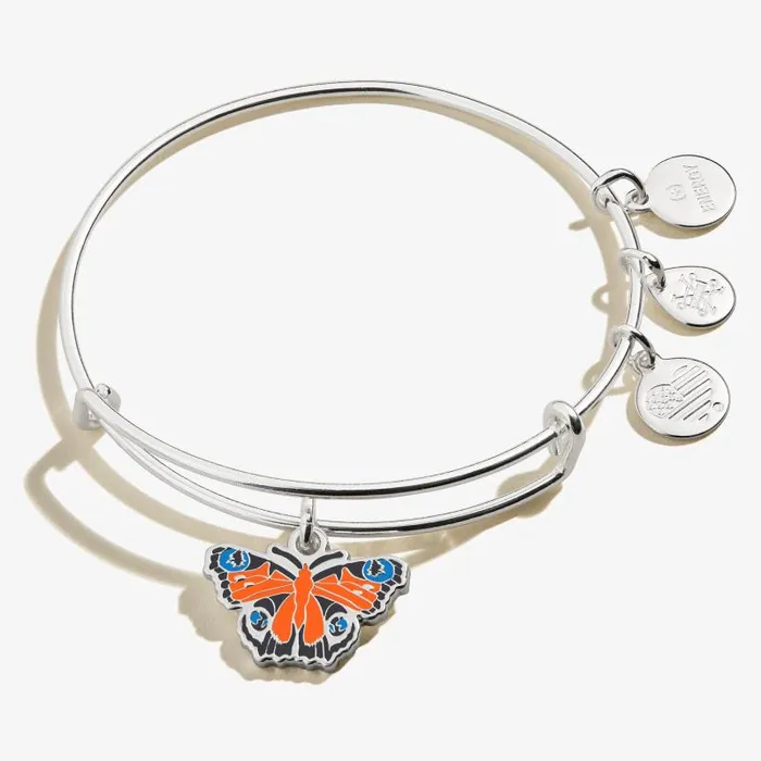 Bracelets Women Alex And Ani Peacock Butterfly Charm Bangle Shiny Silver