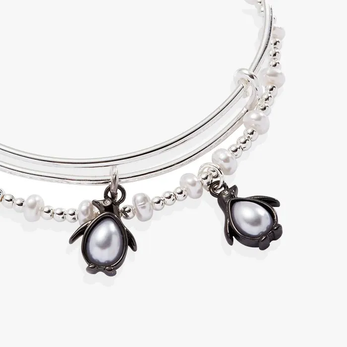 Bracelets Women Alex And Ani Penguin Bangle Set Of 2 Two Tone