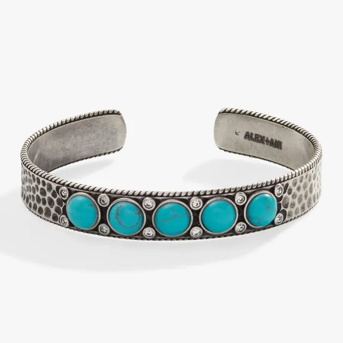 Bracelets Women Alex And Ani Turquoise Hammered Cuff Silver