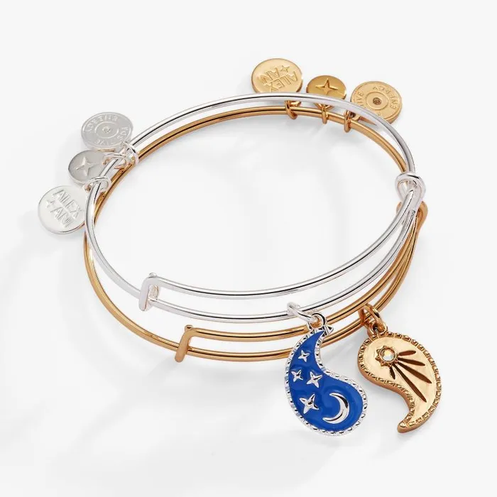 Bracelets Women Alex And Ani Yin Yang Celestial Bff Bangle Set Of 2 Two Tone