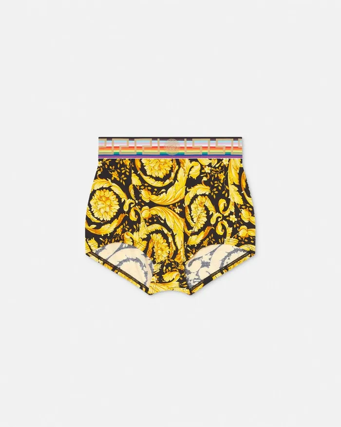 Bras and Briefs Women Versace Pride Barocco Trunks Blackprint