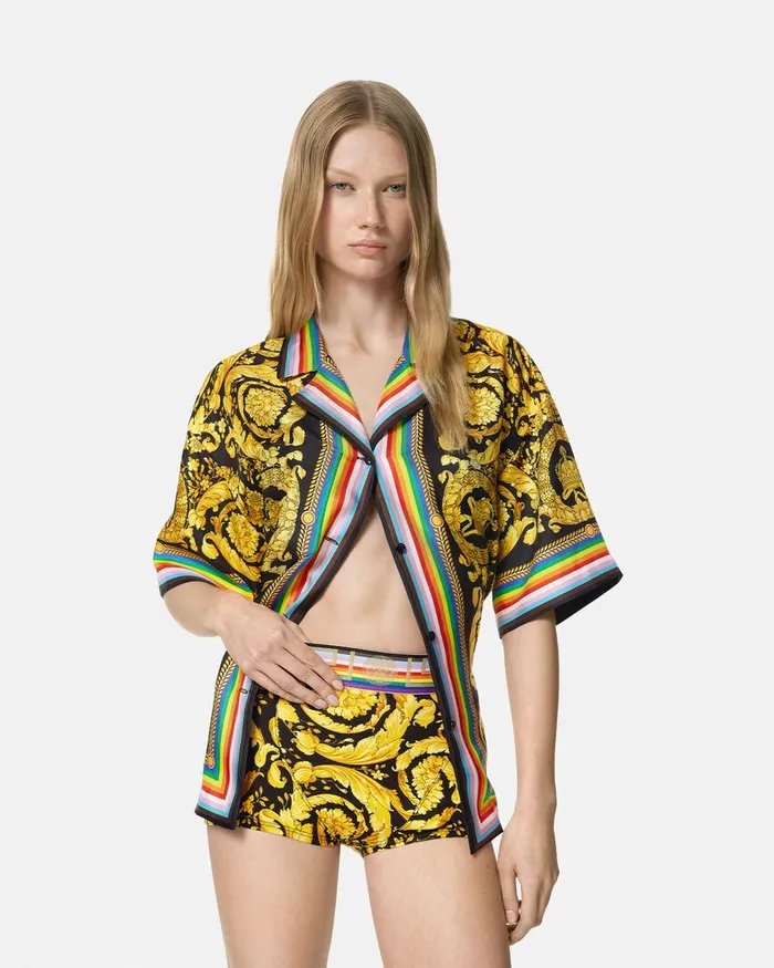 Bras and Briefs Women Versace Pride Barocco Trunks Blackprint