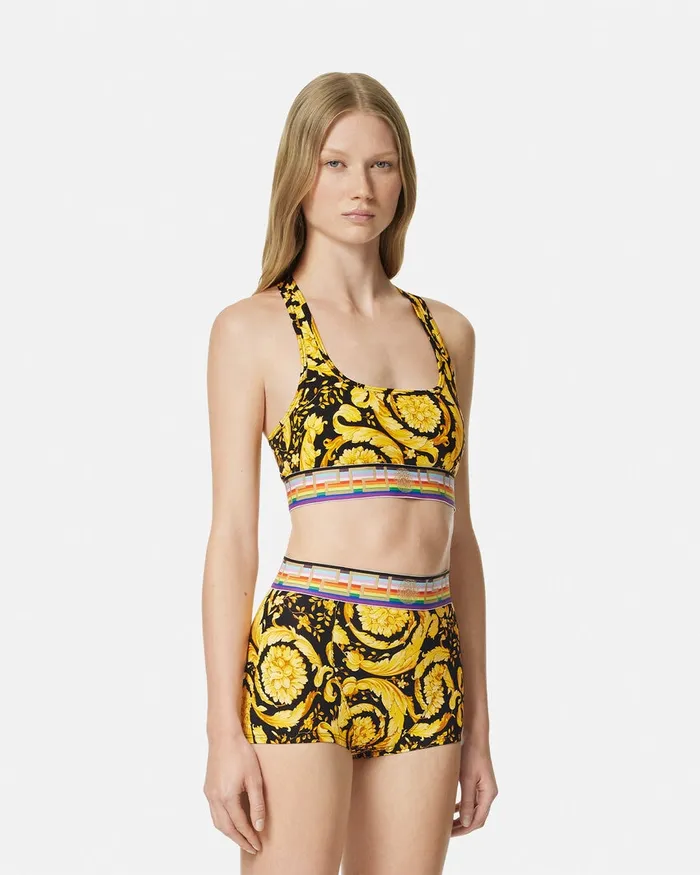 Bras and Briefs Women Versace Pride Barocco Trunks Blackprint