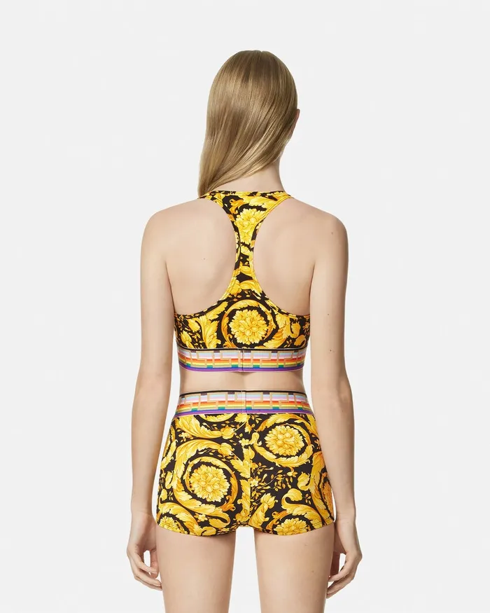 Bras and Briefs Women Versace Pride Barocco Trunks Blackprint