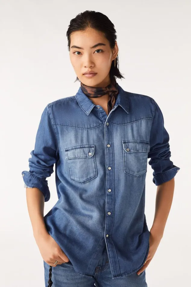 BridgetDenim Shirt Clothing Baandsh Tops and Shirts