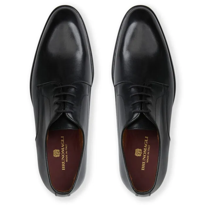 Bruno Magli Salerno Derby Black Leather Men Dress Shoes