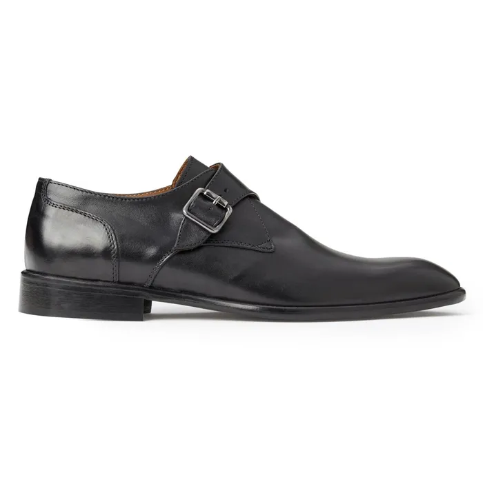 Bruno Magli Solero Classic Leather Single Monk StrapBlack Men Loafers and Slipons