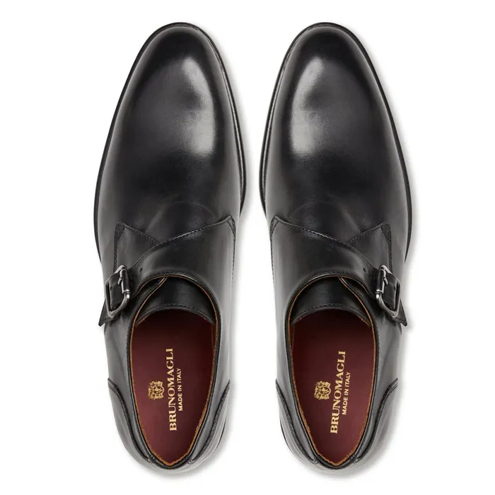 Bruno Magli Solero Classic Leather Single Monk StrapBlack Men Loafers and Slipons