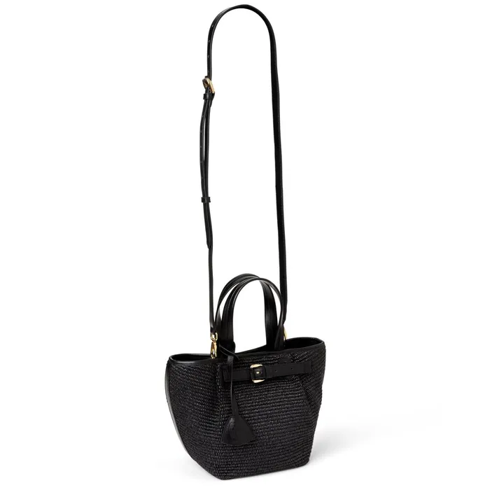 Bruno Magli Tessa Mini Tote Black Raffia Women Handbags