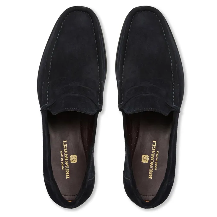 Bruno Magli Tonio Slip On Loafer Navy Suede Men Loafers and Slipons