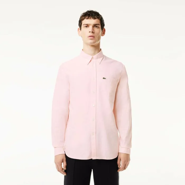 Button Down Shirts Men Lacoste Men039s Regular Fit Cotton Oxford Shirt White Light Pink 7fd