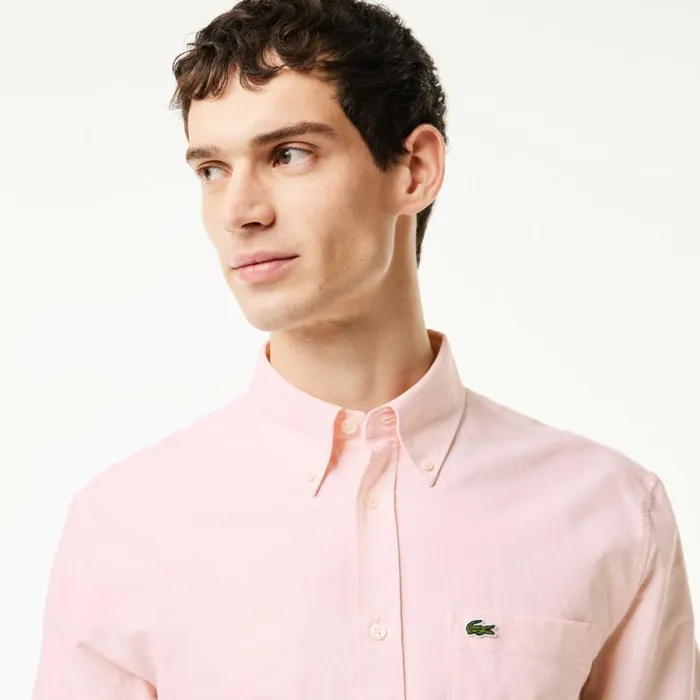 Button Down Shirts Men Lacoste Men039s Regular Fit Cotton Oxford Shirt White Light Pink 7fd