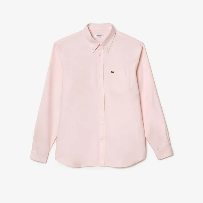 Button Down Shirts Men Lacoste Men039s Regular Fit Cotton Oxford Shirt White Light Pink 7fd