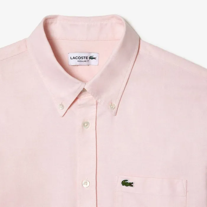 Button Down Shirts Men Lacoste Men039s Regular Fit Cotton Oxford Shirt White Light Pink 7fd