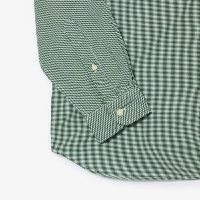 Button Down Shirts Men Lacoste Men039s Regular Fit Gingham Poplin Shirt White Green 737