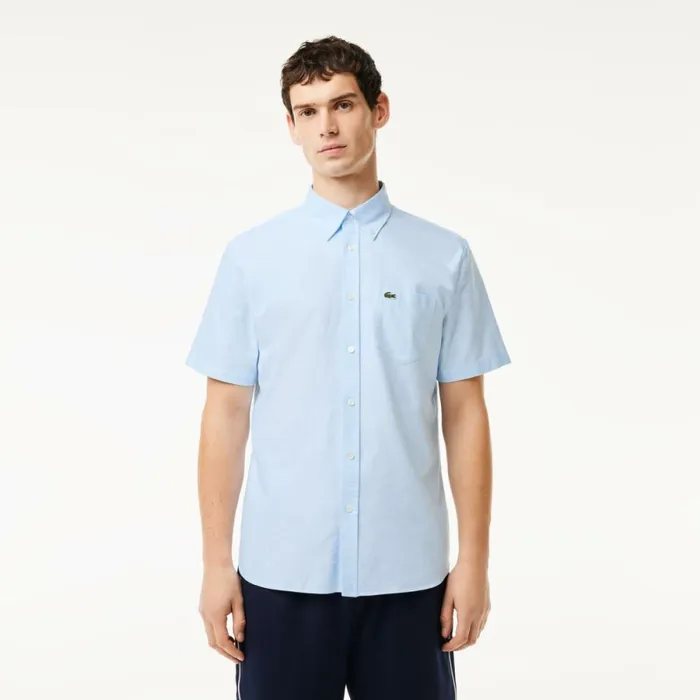 Button Down Shirts Men Lacoste Men039s Regular Fit Short Sleeve Oxford Shirt White Blue F6z Button Down Shirts Men Lacoste Men039s Regular Fit Short Sleeve Oxford Shirt White Blue F6z
