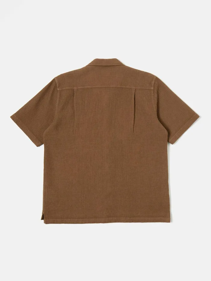 Camp Shirt In Brown Japanese Waffle Men Universal Works Shirts