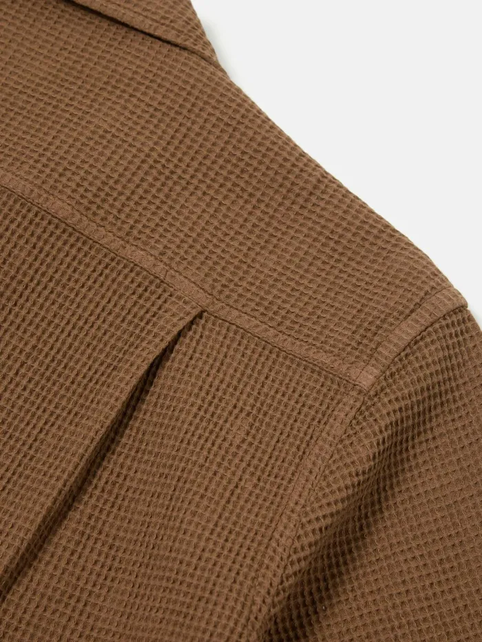 Camp Shirt In Brown Japanese Waffle Men Universal Works Shirts