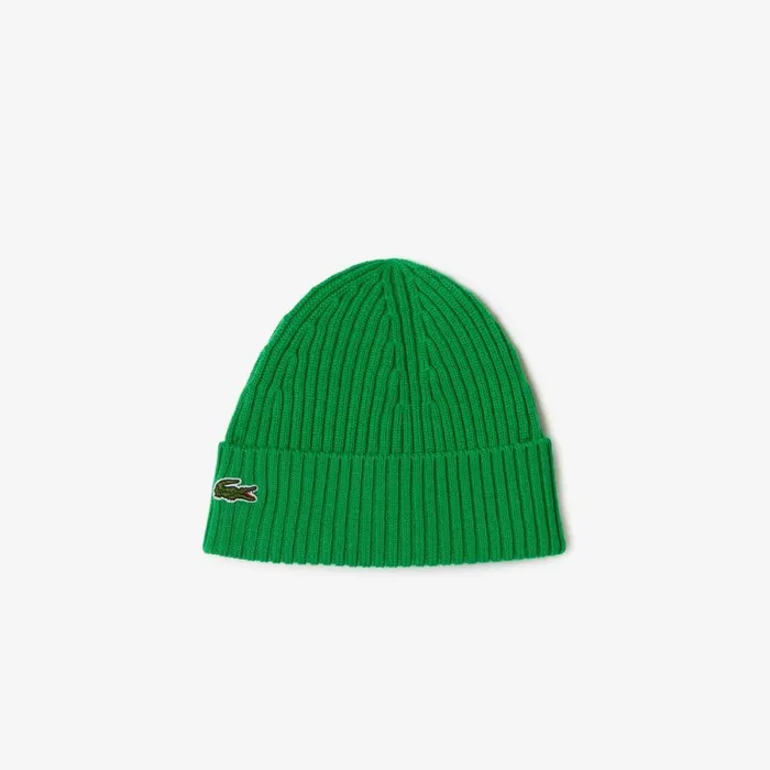 Caps and Hats MenWomen Lacoste Ribbed Wool Hat Green Siw