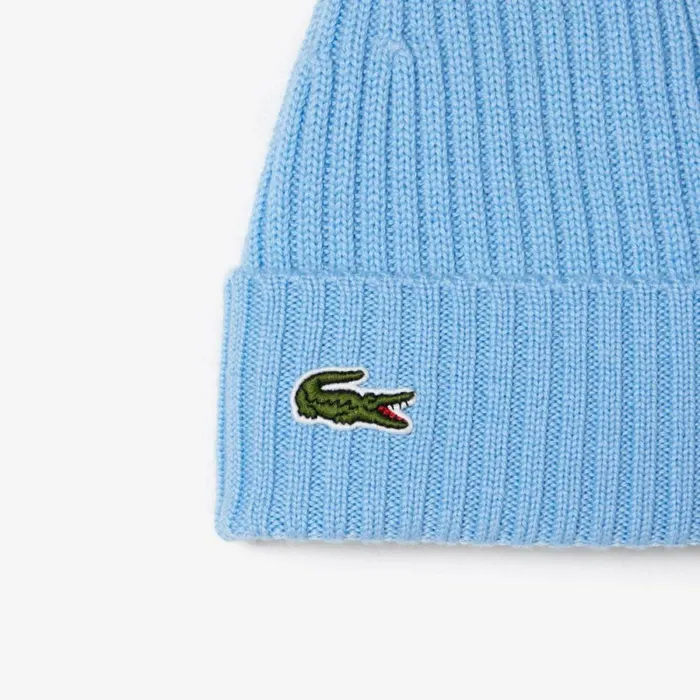 Caps and Hats MenWomen Lacoste Ribbed Wool Hat Pastel Blue Hbp
