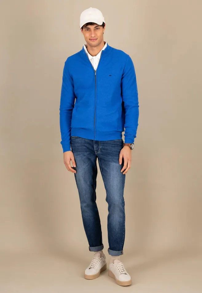 Cardigan Men FYNCHHATTON Part Jacket Made Of Sovereign Cotton Strong Bluepoppy Rednightnavy