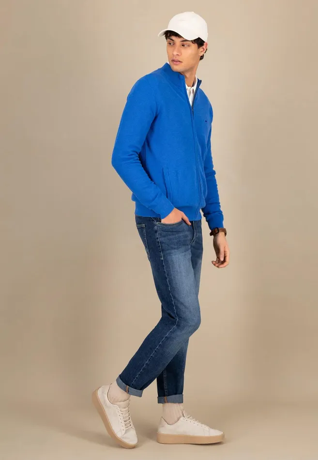 Cardigan Men FYNCHHATTON Part Jacket Made Of Sovereign Cotton Strong Bluepoppy Rednightnavy
