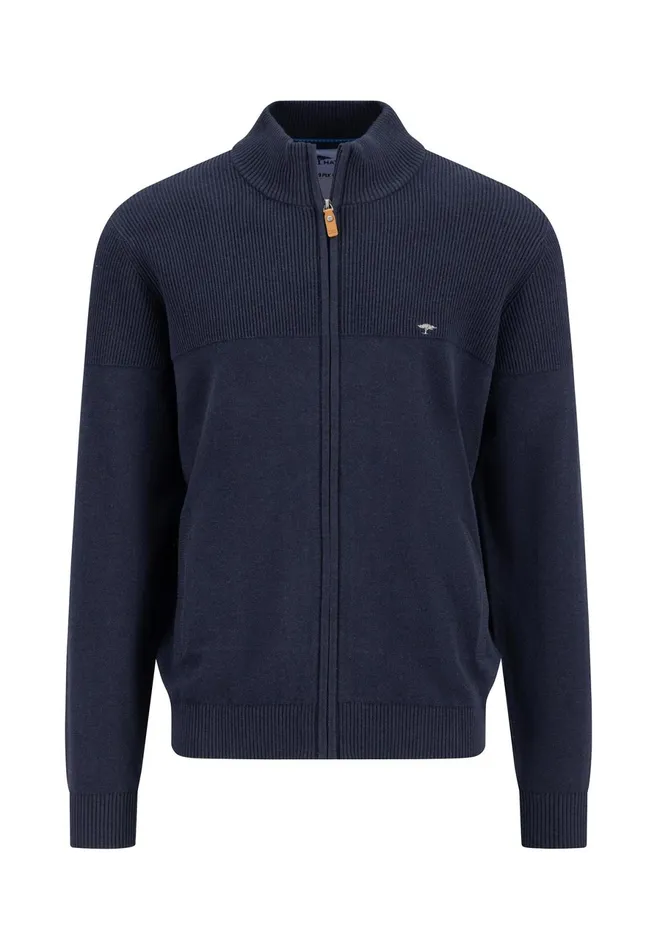 Cardigan Men FYNCHHATTON Parting Jacket Made Of 100 Cotton With Elbow Patches Navypoppy Red