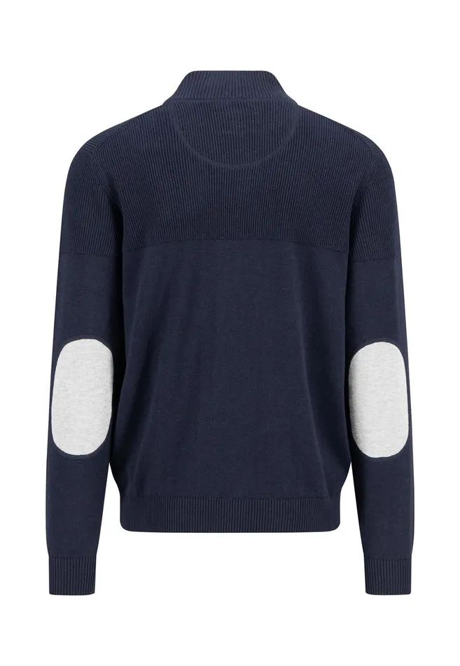 Cardigan Men FYNCHHATTON Parting Jacket Made Of 100 Cotton With Elbow Patches Navypoppy Red