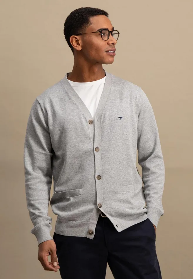 Cardigan Men FYNCHHATTON Parting Jacket Made Of Soft Cotton With A Button Closure Silvernavysummer Breeze Cardigan Men FYNCHHATTON Parting Jacket Made Of Soft Cotton With A Button Closure Silvernavysummer Breeze