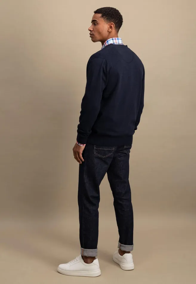 Cardigan Men FYNCHHATTON Parting Jacket Made Of Soft Cotton With A Button Closure Silvernavysummer Breeze