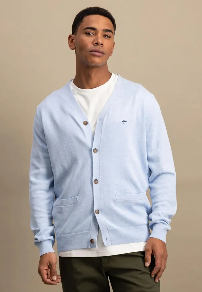 Cardigan Men FYNCHHATTON Parting Jacket Made Of Soft Cotton With A Button Closure Silvernavysummer Breeze
