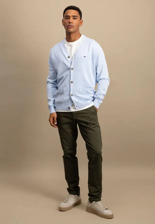 Cardigan Men FYNCHHATTON Parting Jacket Made Of Soft Cotton With A Button Closure Silvernavysummer Breeze