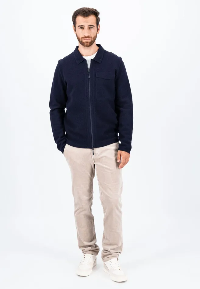 Cardigan Men FYNCHHATTON Parting Jacket Made Of Wool With Breast Pocket Navy