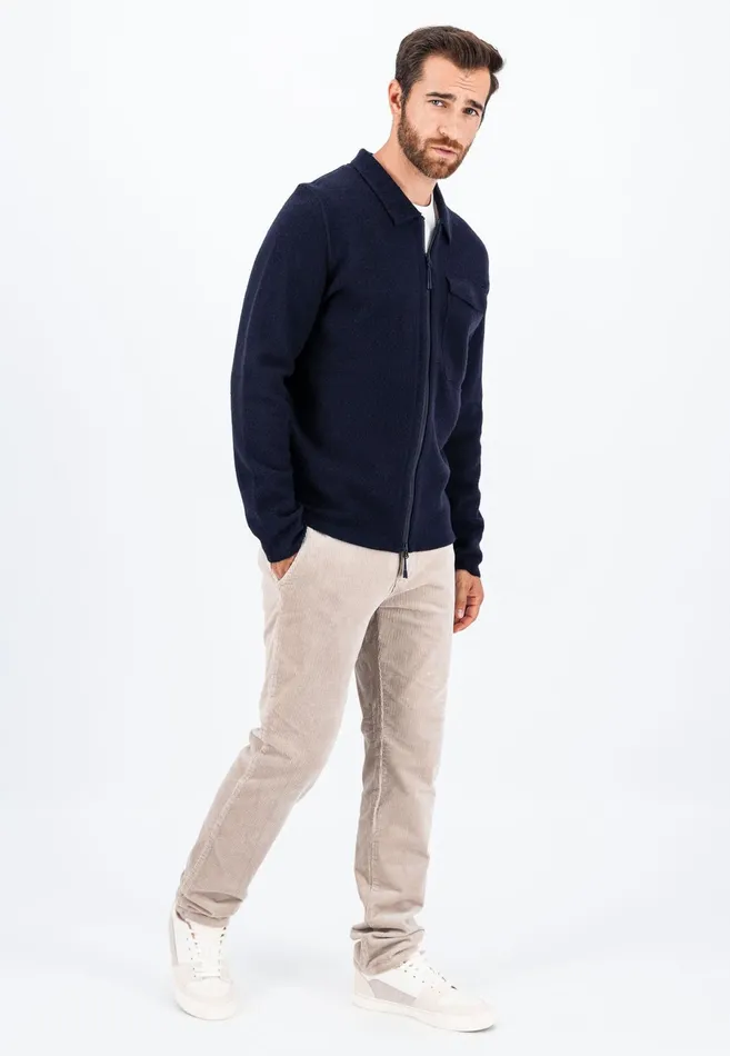 Cardigan Men FYNCHHATTON Parting Jacket Made Of Wool With Breast Pocket Navy
