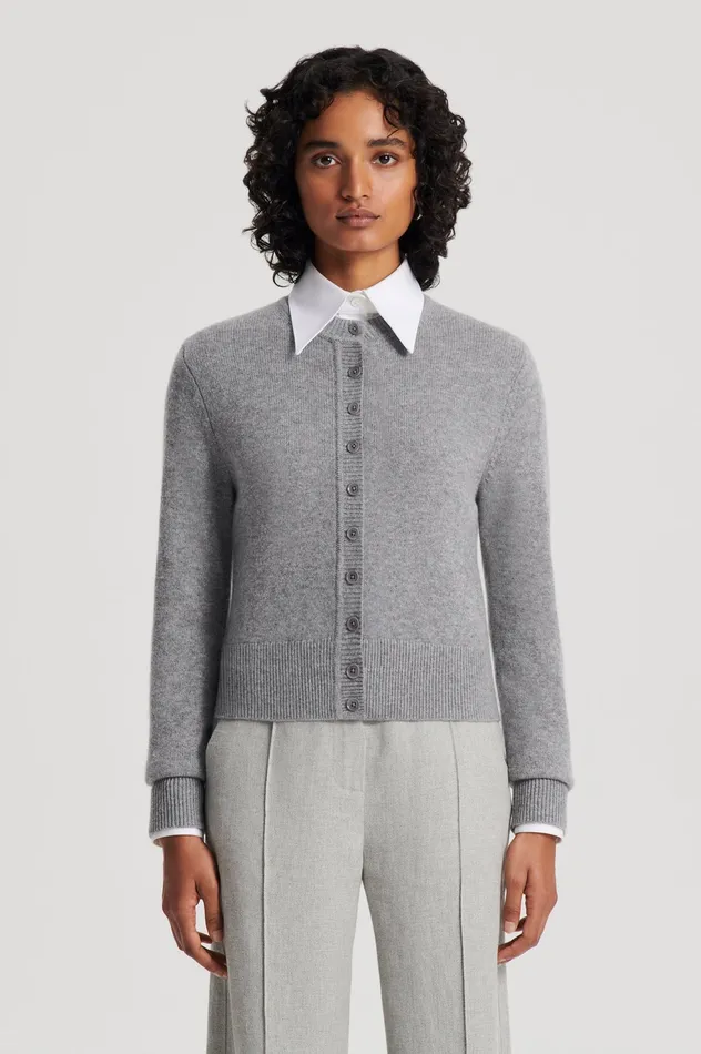 CASHMERE CARDIGAN GREYMELANGE Knitwear Scanlan Theodore Women CASHMERE CARDIGAN GREYMELANGE Knitwear Scanlan Theodore Women
