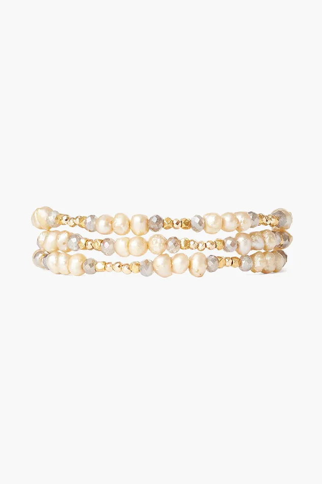 Chan Luu Bracelets Antica Triple Naked Wrap Bracelet Champagne Pearl 8211 Women