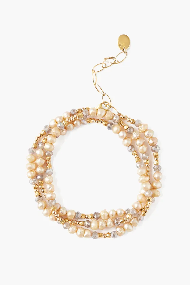 Chan Luu Bracelets Antica Triple Naked Wrap Bracelet Champagne Pearl 8211 Women