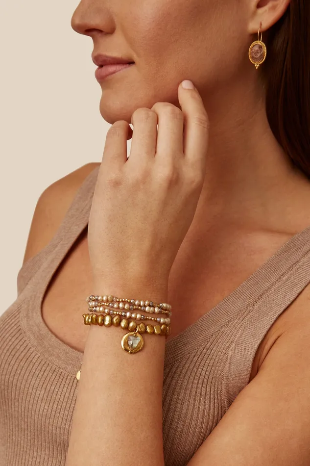 Chan Luu Bracelets Antica Triple Naked Wrap Bracelet Champagne Pearl 8211 Women