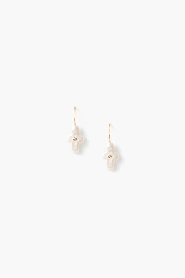 Chan Luu Earrings 14k Gold and Pearl Playa Cross Earrings 8211 Women
