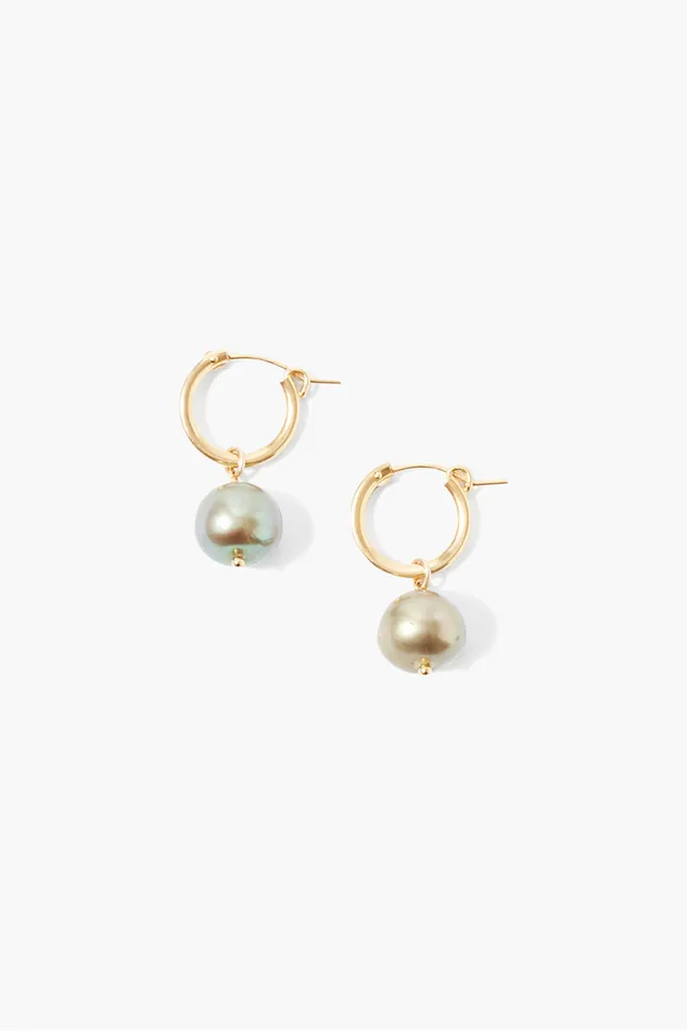 Chan Luu Earrings Baroque Pearl Hoop Earrings Green 8211 Women