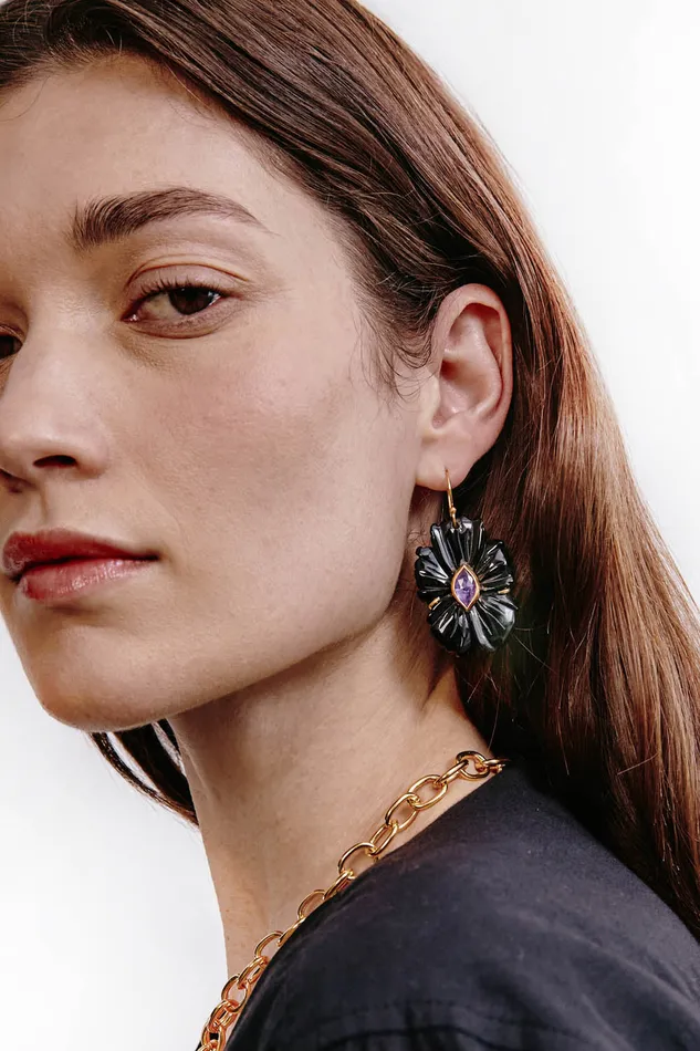 Chan Luu Earrings Magnolia Earrings Black Agate 8211 Women