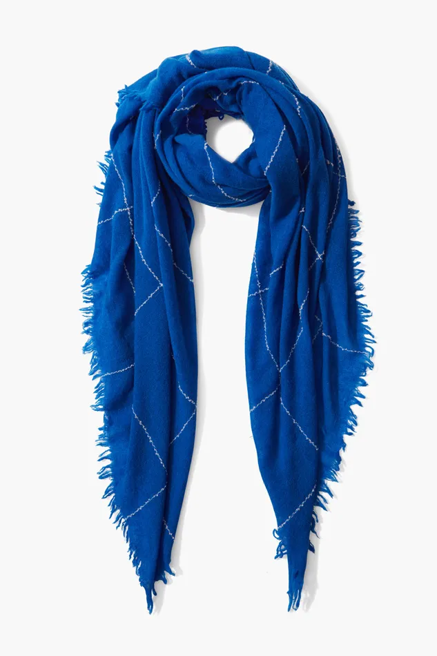 Chan Luu Scarves 100 Cashmere Scarf Estate Blue Windowpane 8211 Women