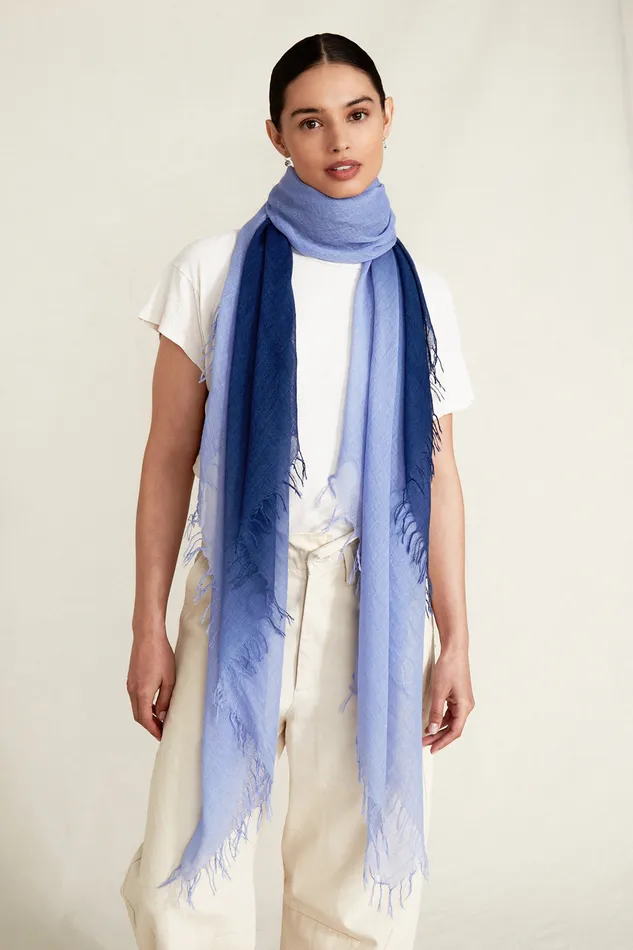 Chan Luu Scarves Cashmere And Silk Scarf Estate Blue Dip Dyed 8211 Women