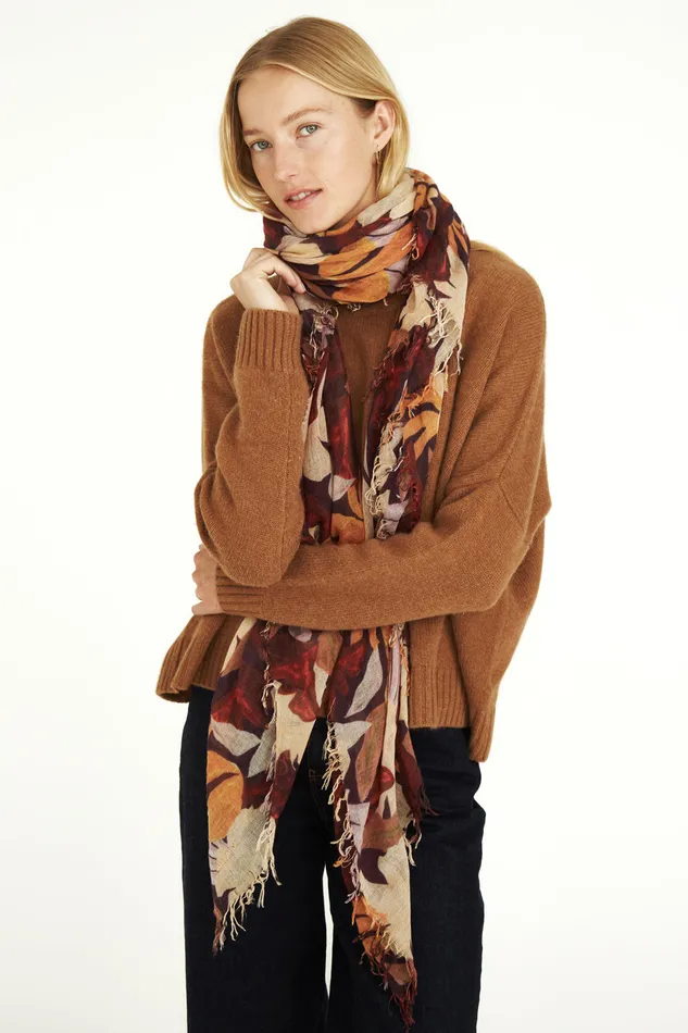 Chan Luu Scarves Cashmere And Silk Scarf Magnolia Floral Print 8211 Women