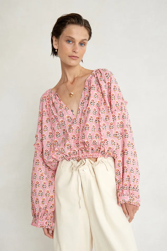 Chan Luu Tops Greta Blouse Parfait Pink 8211 Women
