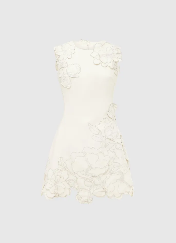Chloe Appliqu Sleeveless Mini Dress 8211 Vanilla Dresses and Jumpsuits LEO LIN Women